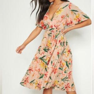 Pretty Little Thing Pink Floral MIDI Dress